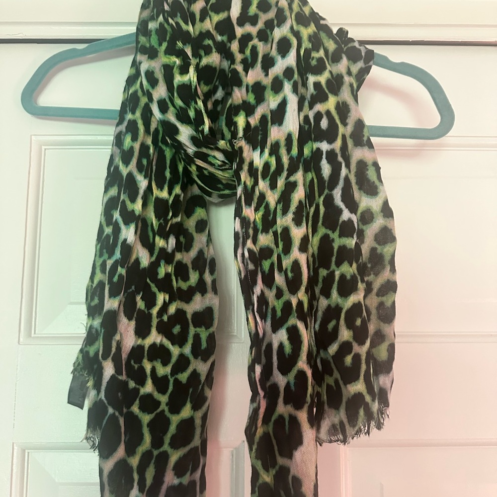 Express Green Leopard Print Scarf